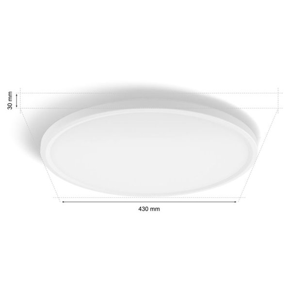 Plafón de techo LED inteligente redondo M TENTO HUE SLIM CEILING blanco, 23W 3100Lm,  2000-6500 Hue White Color Ambiance Ø42,1cm