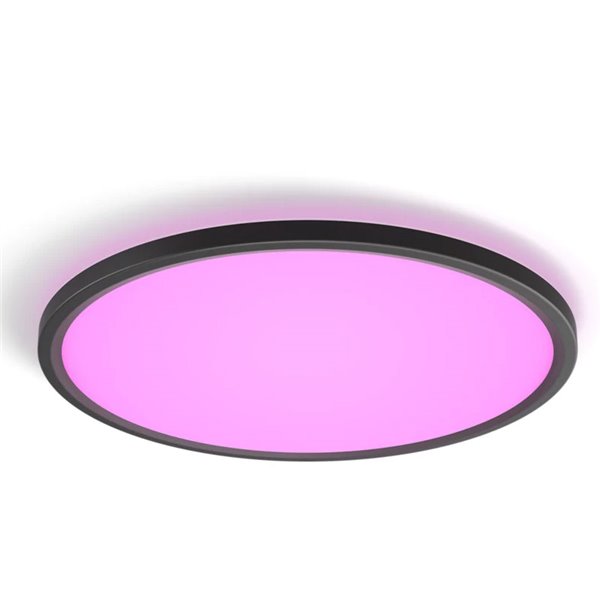 Plafón de techo LED inteligente redondo M TENTO HUE SLIM CEILING negro, 23W 3100Lm,  2000-6500 Hue White Color Ambiance Ø42,1cm