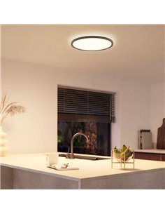 Plafón de techo LED inteligente redondo M TENTO HUE SLIM CEILING negro, 23W 3100Lm,  2000-6500 Hue White Color Ambiance Ø42,1cm 2