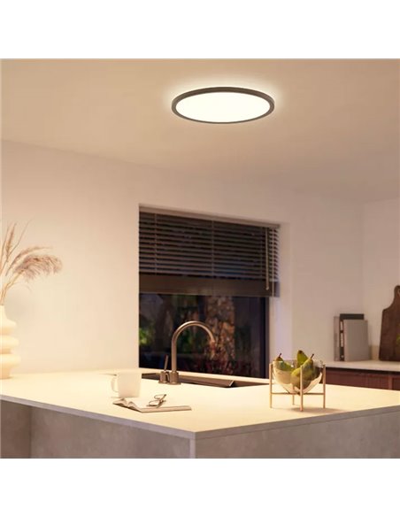 Plafón de techo LED inteligente redondo M TENTO HUE SLIM CEILING negro, 23W 3100Lm,  2000-6500 Hue White Color Ambiance Ø42,1cm