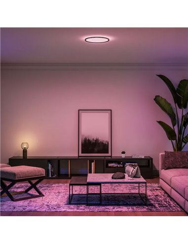 Plafonnier LED intelligent rond TENTO HUE SLIM CEILING, noir, 23 W, 3100 lm, ambiance blanche Hue (2000-6500 ohms), Ø 42,1 cm