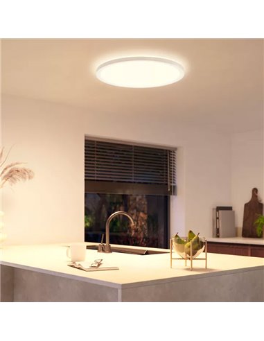 Plafón de techo LED inteligente redondo XL TENTO HUE SLIM CEILING blanco, 25W 3500Lm,  2000-6500 Hue White Color Ambiance Ø54,2c