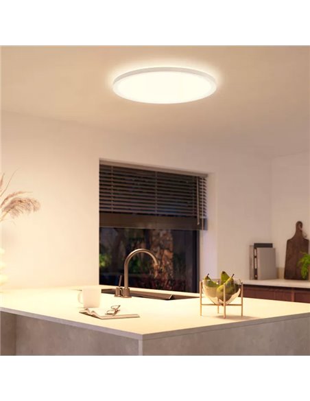 Plafón de techo LED inteligente redondo XL TENTO HUE SLIM CEILING blanco, 25W 3500Lm,  2000-6500 Hue White Color Ambiance Ø54,2c