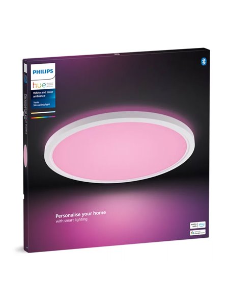 Plafón de techo LED inteligente redondo XL TENTO HUE SLIM CEILING blanco, 25W 3500Lm,  2000-6500 Hue White Color Ambiance Ø54,2c
