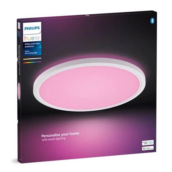 Plafón de techo LED inteligente redondo XL TENTO HUE SLIM CEILING blanco, 25W 3500Lm,  2000-6500 Hue White Color Ambiance Ø54,2c
