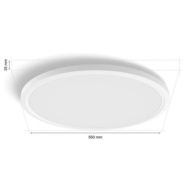 Plafón de techo LED inteligente redondo XL TENTO HUE SLIM CEILING blanco, 25W 3500Lm,  2000-6500 Hue White Color Ambiance Ø54,2c