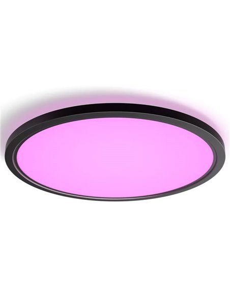 Plafón de techo LED inteligente redondo XL TENTO HUE SLIM CEILING negro, 25W 3500Lm,  2000-6500 Hue White Color Ambiance Ø54,2cm