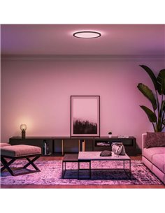 Plafón de techo LED inteligente redondo XL TENTO HUE SLIM CEILING negro, 25W 3500Lm,  2000-6500 Hue White Color Ambiance Ø54,2cm 2