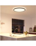 Plafón de techo LED inteligente redondo XL TENTO HUE SLIM CEILING negro, 25W 3500Lm,  2000-6500 Hue White Color Ambiance Ø54,2cm