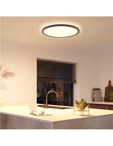 Plafón de techo LED inteligente redondo XL TENTO HUE SLIM CEILING negro, 25W 3500Lm,  2000-6500 Hue White Color Ambiance Ø54,2cm