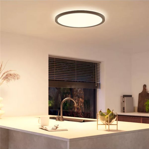 Plafón de techo LED inteligente redondo XL TENTO HUE SLIM CEILING negro, 25W 3500Lm,  2000-6500 Hue White Color Ambiance Ø54,2cm