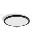 Plafón de techo LED inteligente redondo XL TENTO HUE SLIM CEILING negro, 25W 3500Lm,  2000-6500 Hue White Color Ambiance Ø54,2cm