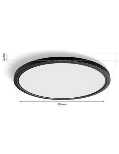 Plafón de techo LED inteligente redondo XL TENTO HUE SLIM CEILING negro, 25W 3500Lm,  2000-6500 Hue White Color Ambiance Ø54,2cm