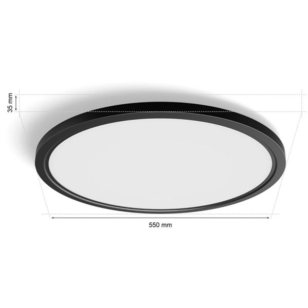Plafón de techo LED inteligente redondo XL TENTO HUE SLIM CEILING negro, 25W 3500Lm,  2000-6500 Hue White Color Ambiance Ø54,2cm