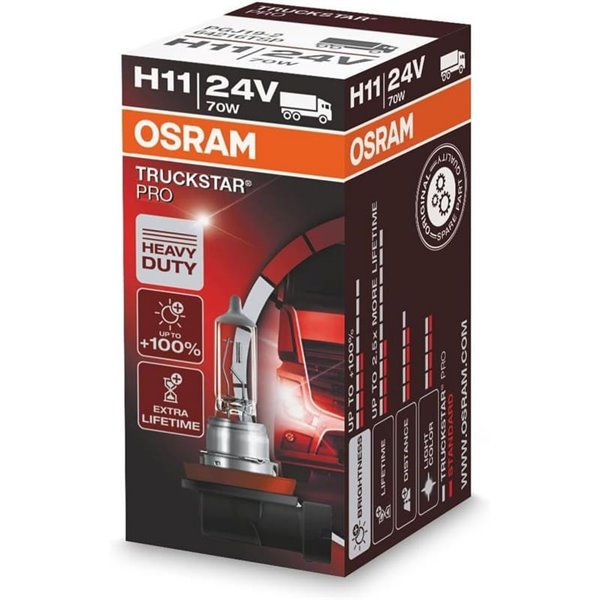Bombilla halógena H11 TRUCKSTAR PRO 24V +120%, 70W 1600Lm, 3200K