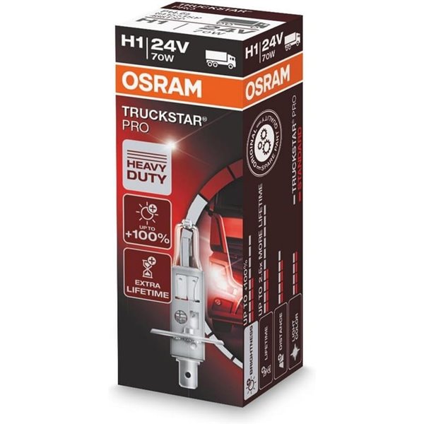 Bombilla halógena H1 TRUCKSTAR PRO 24V +120%, 70W 1900Lm, 64155TSP