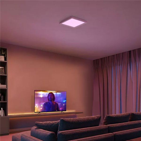 Plafonnier LED carré intelligent S TENTO HUE, blanc, 10,6 W 1340 lm, 30 x 30 cm, ambiance blanche et colorée