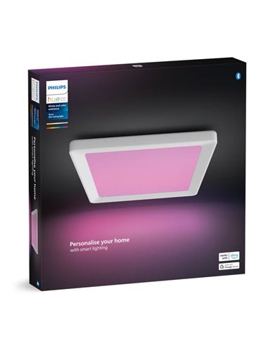 Plafonnier LED carré intelligent S TENTO HUE, blanc, 10,6 W 1340 lm, 30 x 30 cm, ambiance blanche et colorée