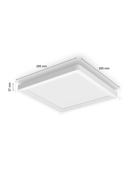 Plafonnier LED carré intelligent S TENTO HUE, blanc, 10,6 W 1340 lm, 30 x 30 cm, ambiance blanche et colorée