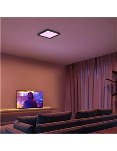 Plafonnier LED carré intelligent S TENTO HUE, noir, 10,6 W 1340 lm, 30 x 30 cm, ambiance blanche et colorée 2