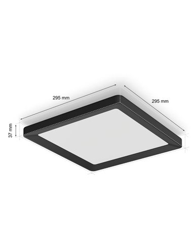 Plafón LED inteligente cuadrado S TENTO HUE negro, 10,6W 1340Lm, 30x30cm White & Colour Ambiance