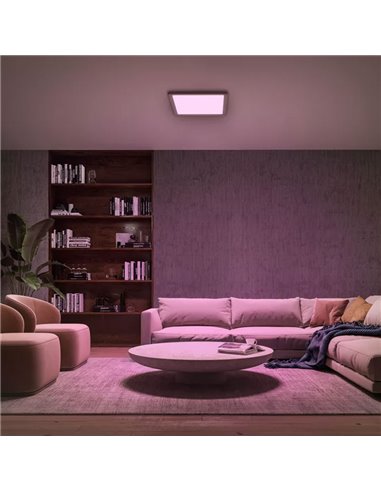 Plafonnier LED carré intelligent M TENTO HUE, blanc, 15,4 W 2000 lm, 40 x 40 cm, ambiance blanche et colorée