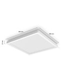 Luminária de teto LED quadrada inteligente M TENTO HUE, branca, 15,4 W 2000 lúmens, 40 x 40 cm, ambiente branco e colorido.