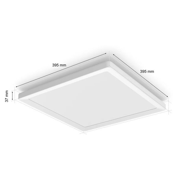 Plafonnier LED carré intelligent M TENTO HUE, blanc, 15,4 W 2000 lm, 40 x 40 cm, ambiance blanche et colorée