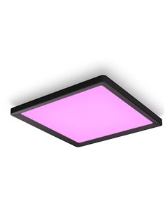Plafonnier LED carré intelligent M TENTO HUE, noir, 15,4 W 2000 lm, 40 x 40 cm, ambiance blanche et couleur