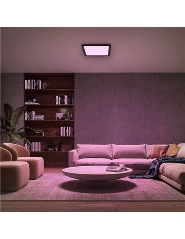 Plafón LED inteligente cuadrado M TENTO HUE negro, 15,4W 2000Lm, 40x40cm White & Colour Ambiance