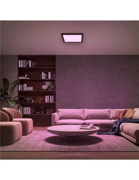 Plafón LED inteligente cuadrado M TENTO HUE negro, 15,4W 2000Lm, 40x40cm White & Colour Ambiance