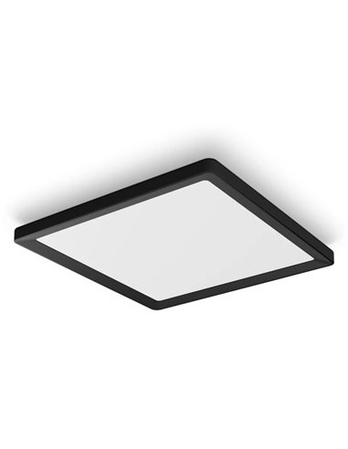 Luminária de teto LED quadrada inteligente M TENTO HUE, preta, 15,4 W 2000 lúmens, 40 x 40 cm, ambiente branco e colorido.