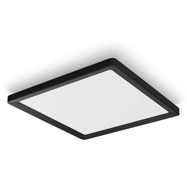 Luminária de teto LED quadrada inteligente M TENTO HUE, preta, 15,4 W 2000 lúmens, 40 x 40 cm, ambiente branco e colorido.