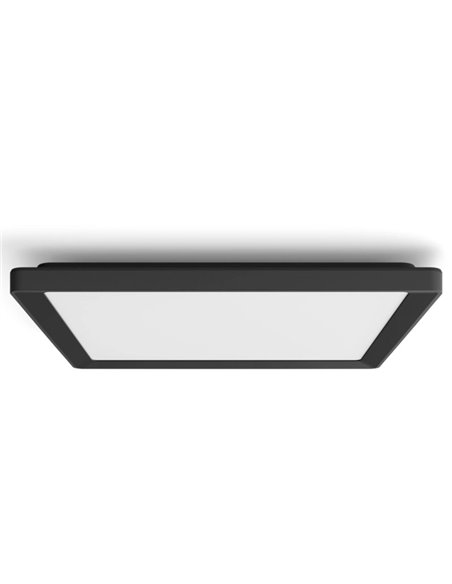 Plafonnier LED carré intelligent M TENTO HUE, noir, 15,4 W 2000 lm, 40 x 40 cm, ambiance blanche et couleur