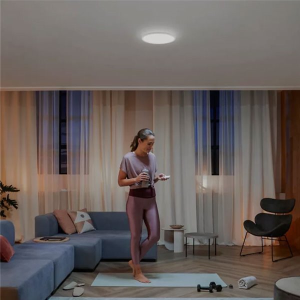Plafonnier LED intelligent rond TENTO HUE SLIM, Ø 29,1 cm, blanc, 16,6 W, 2 250 lm, ambiance blanche