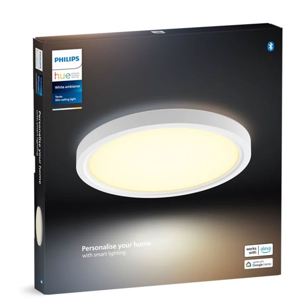 Plafón LED inteligente redondo S Ø29,1cm TENTO HUE SLIM blanco, 16,6W 2250Lm, White Ambiance