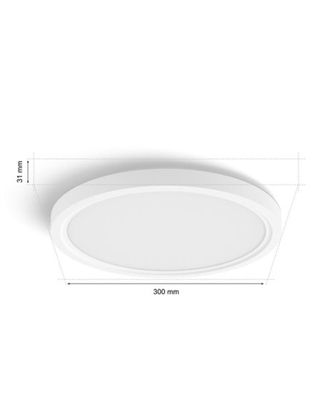 Plafón LED inteligente redondo S Ø29,1cm TENTO HUE SLIM blanco, 16,6W 2250Lm, White Ambiance