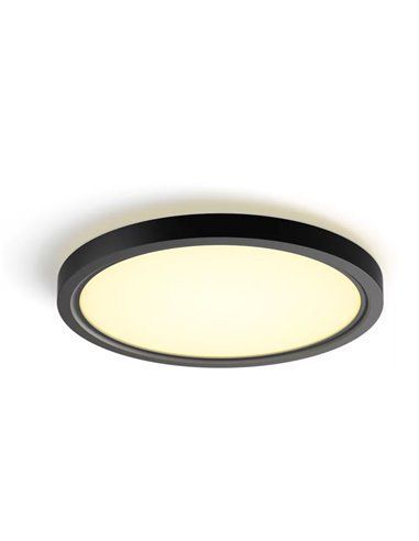 Plafón LED inteligente redondo S Ø29,1cm TENTO HUE SLIM negro, 16,6W 2250Lm, White Ambiance