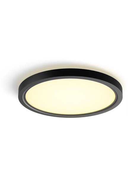 Plafonnier LED intelligent rond TENTO HUE SLIM, Ø 29,1 cm, noir, 16,6 W 2250 lm, ambiance blanche