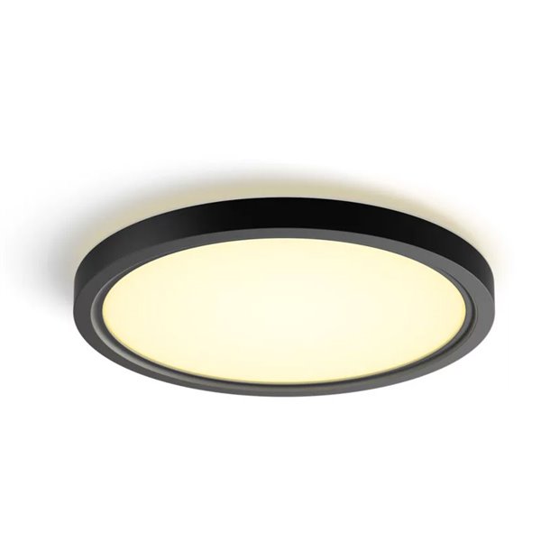 Luminária de teto LED inteligente redonda TENTO HUE SLIM, Ø29,1cm, preta, 16,6W 2250lm, luz ambiente branca
