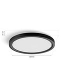 Luminária de teto LED inteligente redonda TENTO HUE SLIM, Ø29,1cm, preta, 16,6W 2250lm, luz ambiente branca
