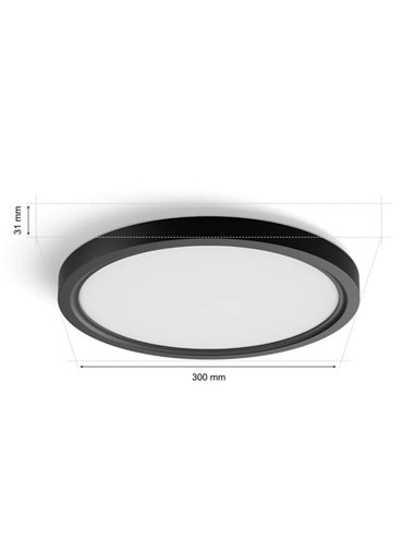 Plafón LED inteligente redondo S Ø29,1cm TENTO HUE SLIM negro, 16,6W 2250Lm, White Ambiance