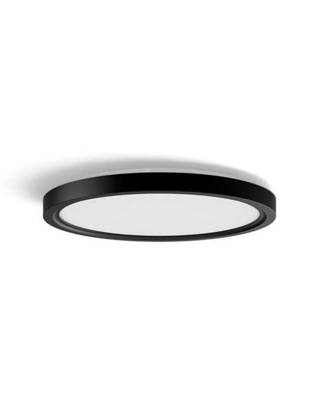 Plafonnier LED intelligent rond TENTO HUE SLIM, Ø 29,1 cm, noir, 16,6 W 2250 lm, ambiance blanche