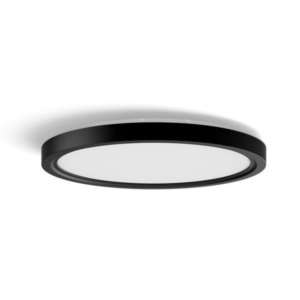 Plafonnier LED intelligent rond TENTO HUE SLIM, Ø 29,1 cm, noir, 16,6 W 2250 lm, ambiance blanche