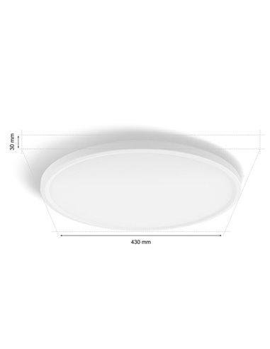 Luminária de teto LED inteligente redonda TENTO HUE SLIM M Ø42,1cm branca, 23W 3100lm, ambiente branco