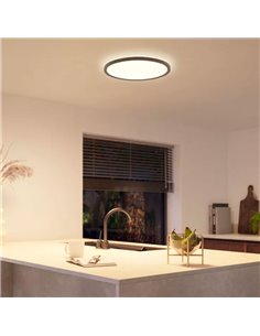 Plafón LED inteligente redondo M Ø42,1cm TENTO HUE SLIM negro, 23W 3100Lm, White Ambiance 2