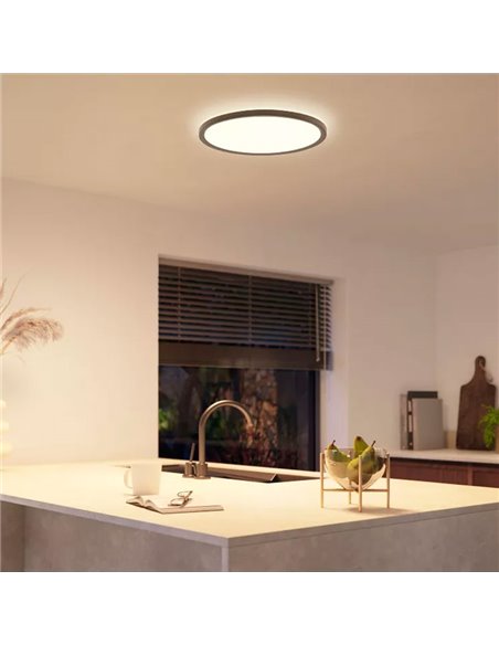 Luminária de teto LED inteligente redonda TENTO HUE SLIM M Ø42,1cm preta, 23W 3100lm, luz ambiente branca