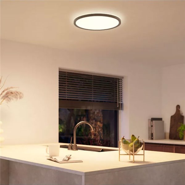 Plafón LED inteligente redondo M Ø42,1cm TENTO HUE SLIM negro, 23W 3100Lm, White Ambiance