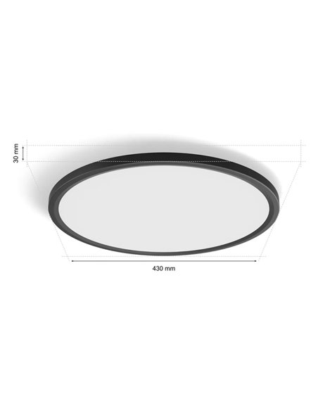Plafonnier LED intelligent rond TENTO HUE SLIM M Ø42,1 cm Noir, 23 W 3100 lm, Blanc Ambiance