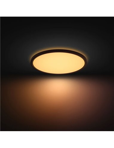 Plafón LED inteligente redondo M Ø42,1cm TENTO HUE SLIM negro, 23W 3100Lm, White Ambiance